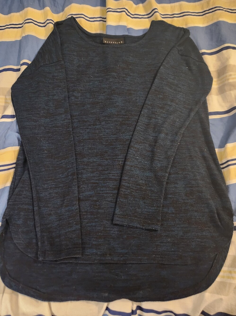 Attention Navy Marled Long Sleeve Top